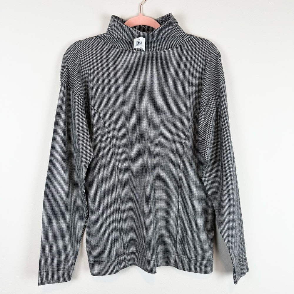 NWT Vintage Gap Houndstooth Turtleneck Long Sleeve Cotton Top Shirt‎ Size Large - Picture 2 of 9